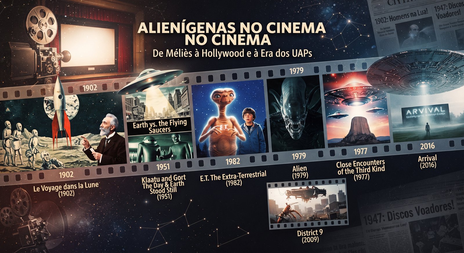 Imagem de capa: Alienígenas no Cinema: De Méliès à Hollywood e à Era dos UAPs