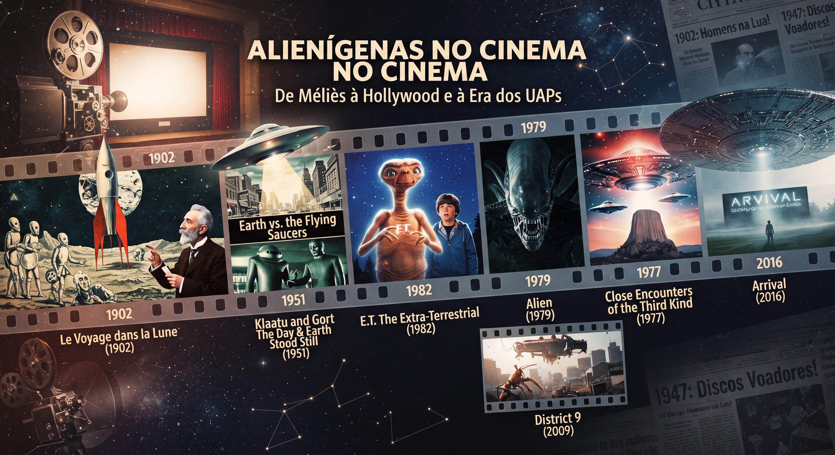 Imagem de capa: Alienígenas no Cinema: De Méliès à Hollywood e à Era dos UAPs