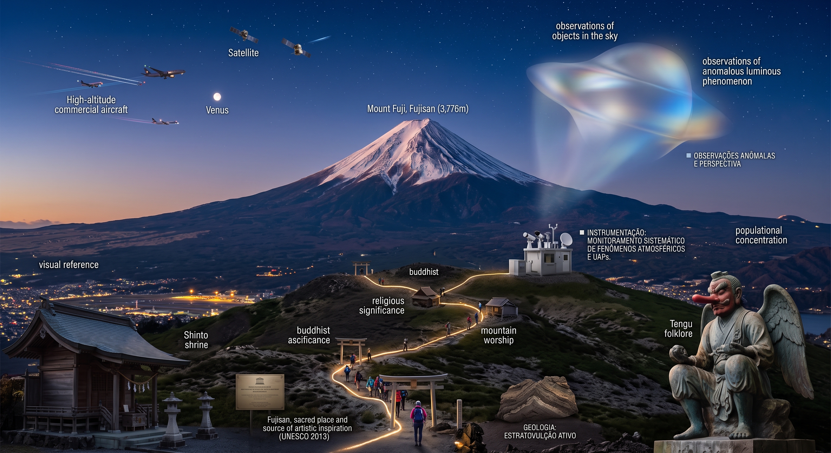 Imagem de capa: Monte Fuji: Entre o Sagrado, a Geologia e os Céus Enigmáticos